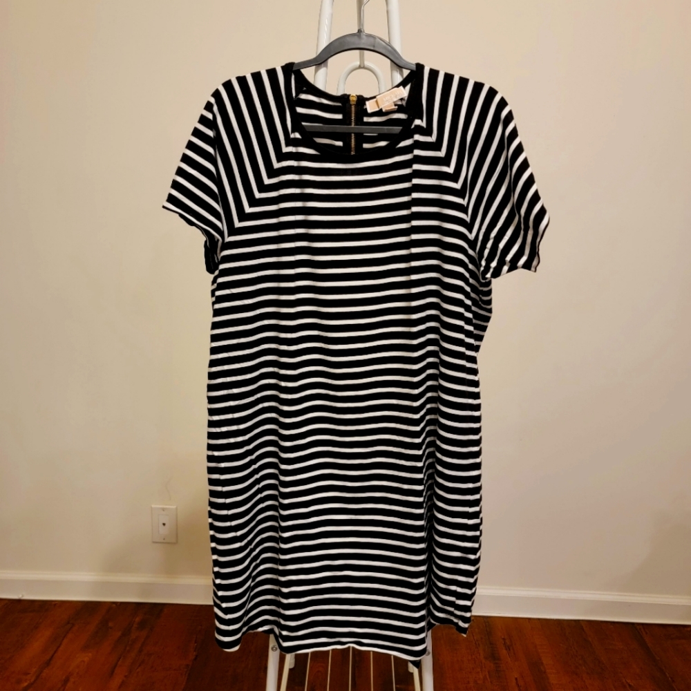 MK Plus Size Coastal Mini Stripe Shirt Dress